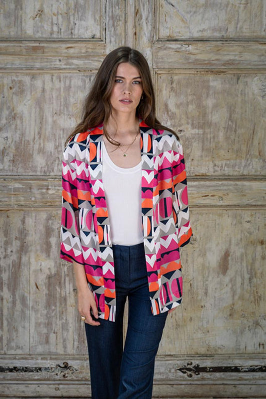 Chaqueta abierta con estampado geométrico